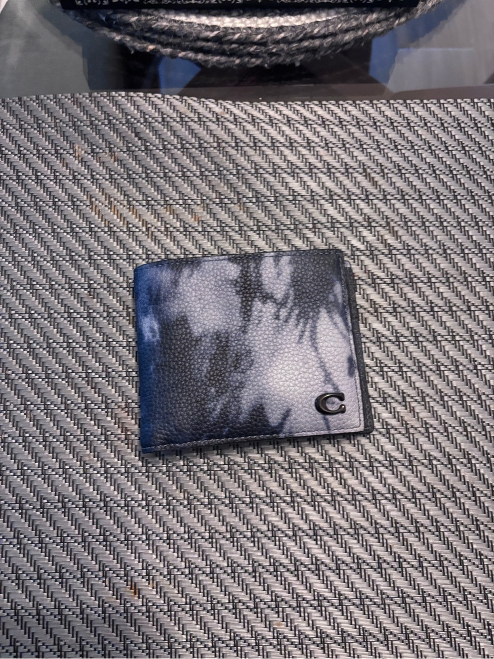 Coach Men’s Black and Gray Tie-Dye Leather Bifold Wallet